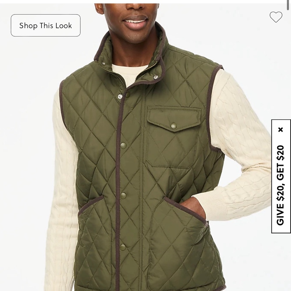 J Crew Men’s Quilted Vest Green